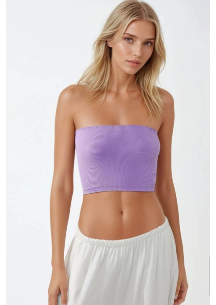 Kadın Slim Fit Straplez Kısa Üst Purple modelleri