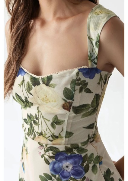 Kadın Kalp Yaka Puantiyeli Mini Tül Elbise Natural indirimleri