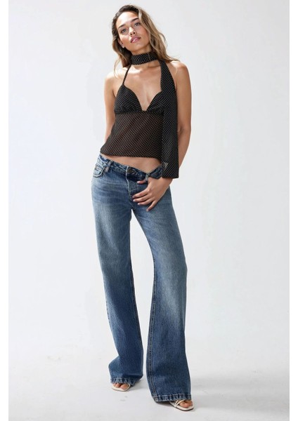 Kadın Gabrielle Derin V-Yaka Bluz Black