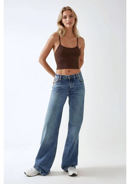 Kadın Fitted Crew Yaka Basic Tank Top Brown indirimleri