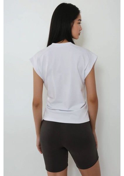 Kadın Bisiklet Yaka Basic T-Shirt White fırsatları