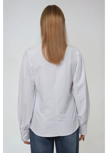 Kadın Klasik Uzun Kollu Pamuklu Gömlek White indirimleri