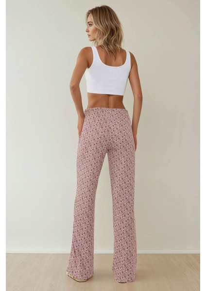 Kadın Rahat Kesim Desenli Pantolon Pink indirimleri