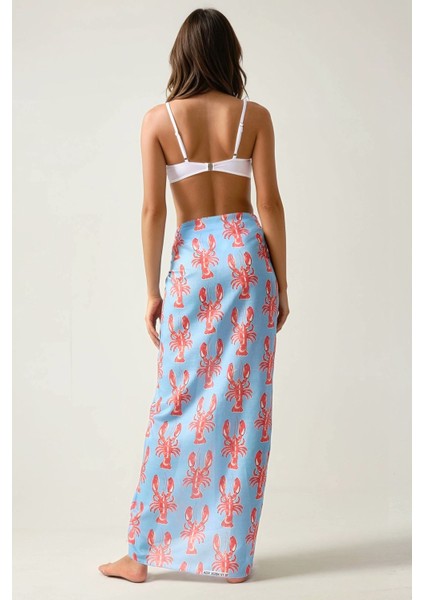 Kadın Desenli Maxi Pareo Maya Mavisi fırsatları