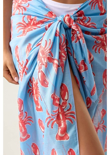 Kadın Desenli Maxi Pareo Maya Mavisi indirimleri