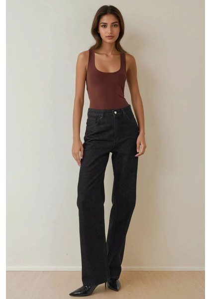 Kadın Fitted Kare Fitilli Üst Brown modelleri