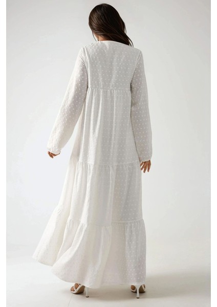 Kadın Brode Uzun Kollu Modest Elbise White fırsatları
