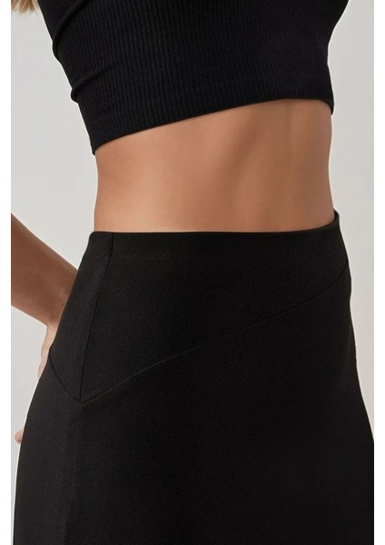 Kadın Dantelli Drapeli Asimetrik Maxi Etek Siyah modelleri