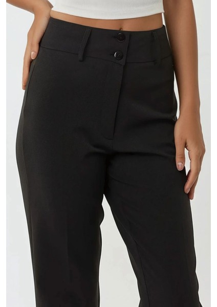 Kadın Yüksek Bel İspanyol Paça Pantolon Black modelleri