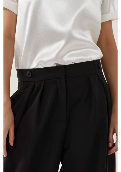 Kadın Yüksek Bel Plise Palazzo Pantolon Siyah fiyatları