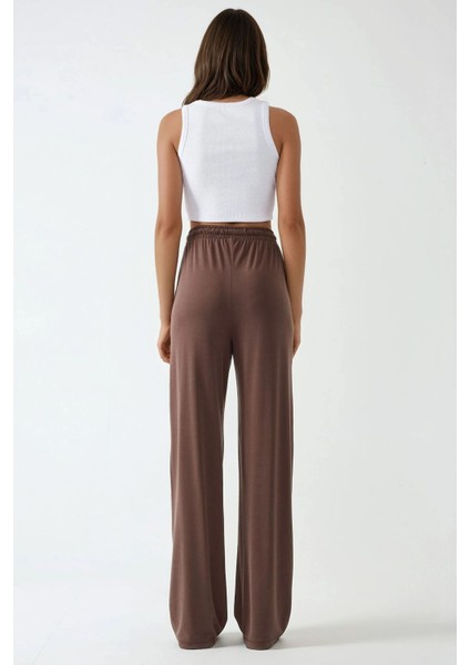 Kadın Soft Touch Geniş Paça Modal Pantolon Brown modelleri