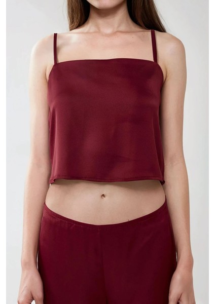 Kadın Ana Kare Yaka Saten Bluz Red indirimleri