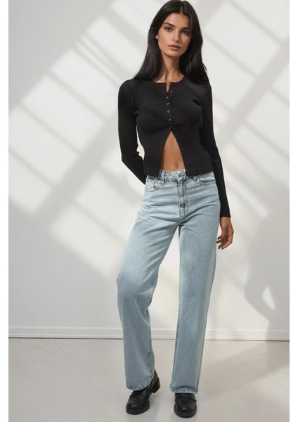 Kadın Straight Fit Jeans Açık Mavi Denim fiyatları