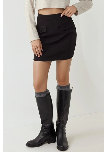 Kadın Pika Collection Cep Detaylı Mini Etek Siyah