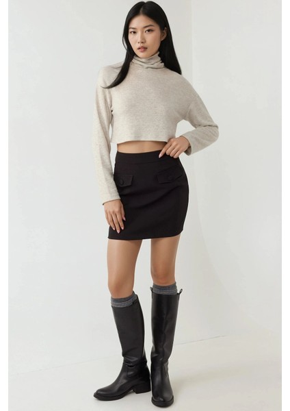 Kadın Pika Collection Cep Detaylı Mini Etek Siyah fiyatları