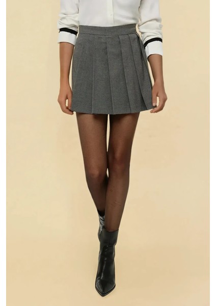 Kadın Pileli Mini Etek Grey fiyatları