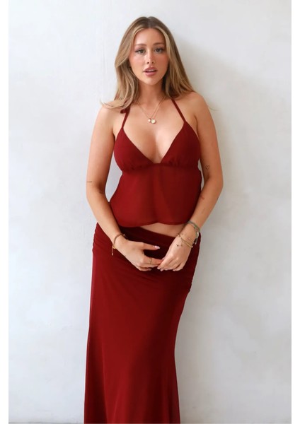 Kadın Ilma Maxi Vücuda Oturan Etek Red modelleri
