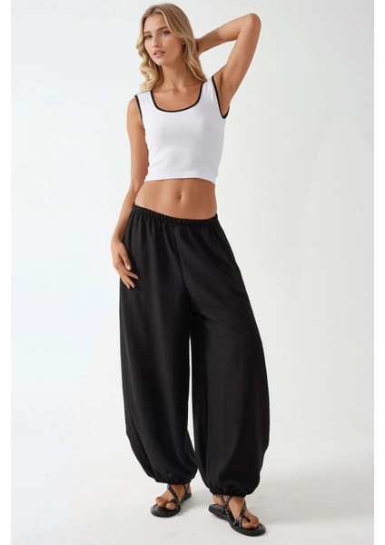 Kadın Fitted Crew Yaka Kontrast Tank Top Busem Collection White indirimleri