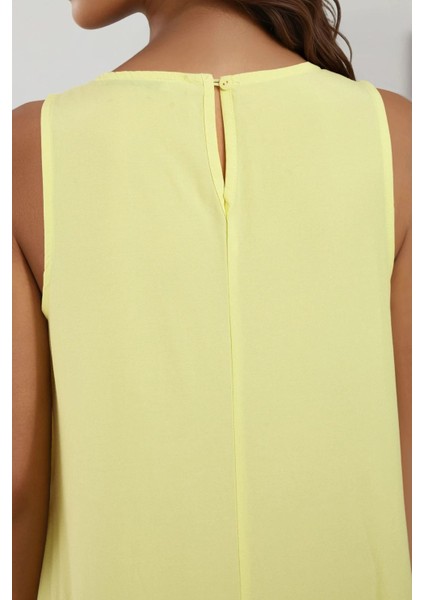 Kadın Mixray Collection Bisiklet yaka, kolsuz A-Form Maxi Elbise Limon Sarısı fırsatları