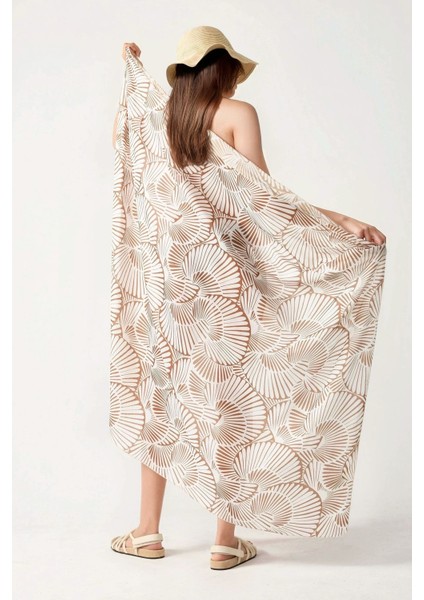 Kadın Desenli Maxi Pareo Bej Doğal indirimleri