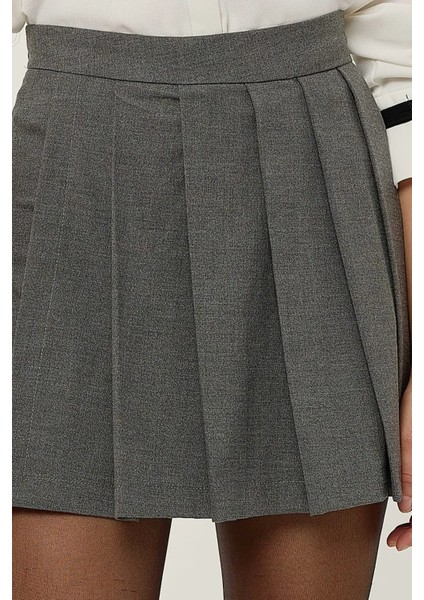 Kadın Pileli Mini Etek Grey fırsatları