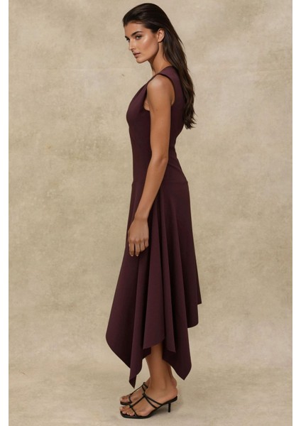 Kadın Pencere Detaylı Midi Elbise Koyu Mocha Kahve fiyatları