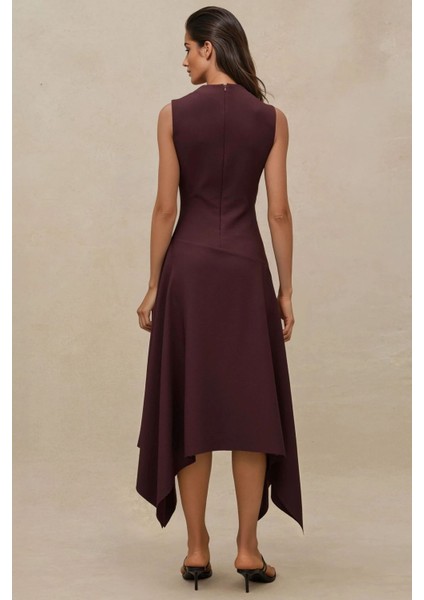 Kadın Pencere Detaylı Midi Elbise Koyu Mocha Kahve modelleri