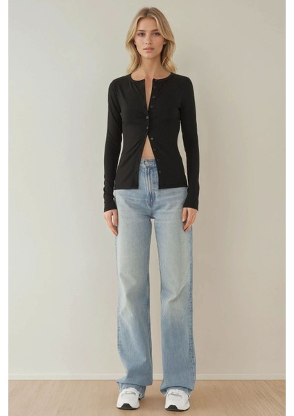 Kadın Slim Fit V Yaka Uzun Kol Örme Likralı Hırka Siyah modelleri