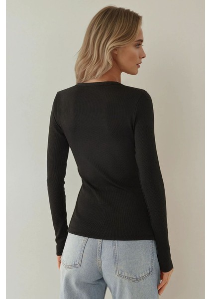 Kadın Slim Fit V Yaka Uzun Kol Örme Likralı Hırka Siyah fırsatları