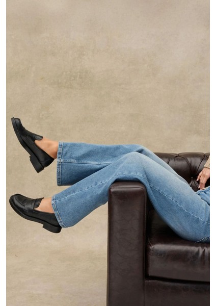 Kadın Geniş Paça Esnek Kot Pantolon Orta Mavi Denim fiyatları