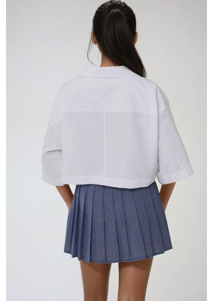 Kadın Zarf Cepli Kısa Gömlek White indirimleri