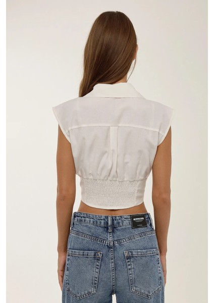 Kadın Crop Gömlek Natural fırsatları