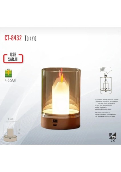 Ekim Aydınlatma Tokyo Hareket Algılamalı Dimmerli Şarjlı Masa Lambası CT8432 fırsatları