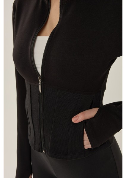 Kadın Dar Kalıp Uzun Kollu Aktif Üst Black indirimleri