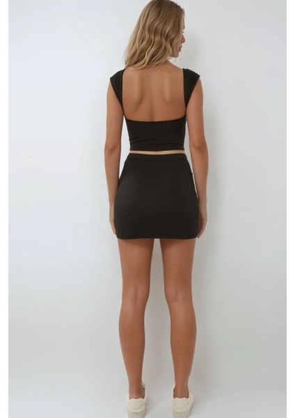 Kadın Normal Bel Mini Etek Siyah