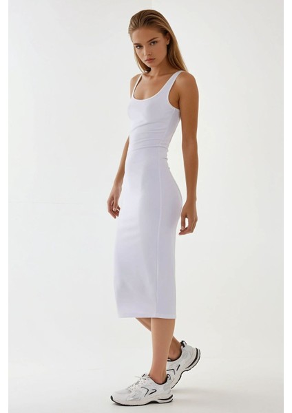 Kadın Askılı Bodycon Midi Örme Elbise White indirimleri