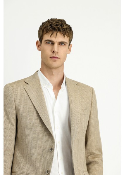 Regular Fit Yünlü Balıksırtı Ceket modelleri