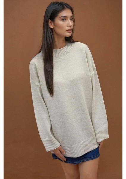 Kadın Kalın Bisiklet Yaka Uzun Kalçayı Kapatan Kazak Natural fırsatları