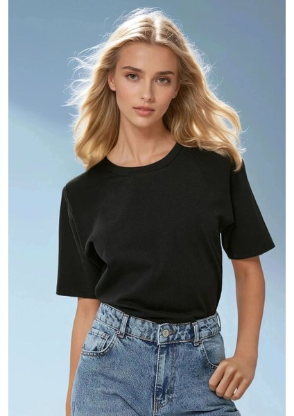 Kadın Pamuklu Basic Bisiklet Yaka T-Shirt Black fiyatları