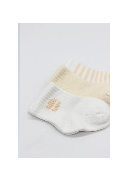 Soket Çorap Penye 3lü Little Love Girl Ekru Natural modelleri