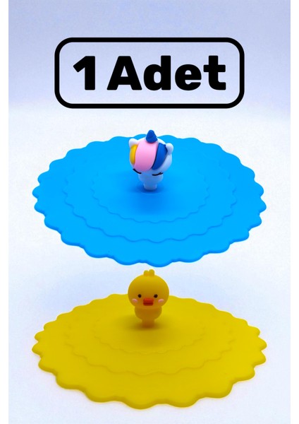 Silikon Kupa Kapağı 1 Adet Isı Toz Koruyucu Bardak Kapağı Sevimli Silikon Kapak