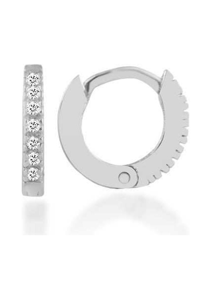 Halka Gümüş Küpe Zirkon Rodyum