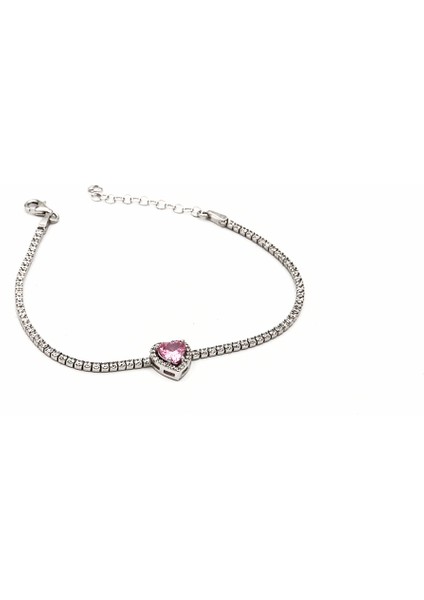 Pembe Kalpli Bayan Gümüş Su Yolu Bileklik fırsatları