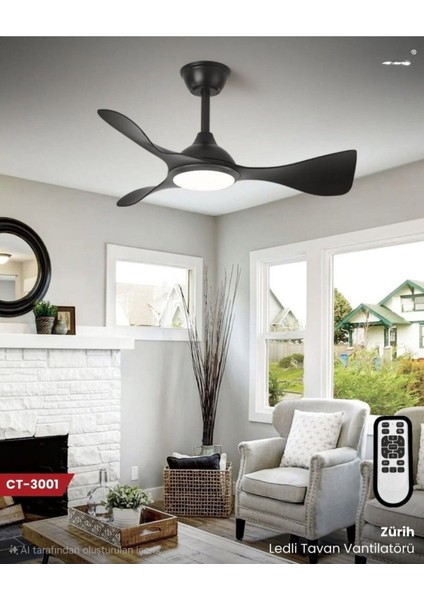 ekim aydınlatma CATA CT3001 Ledli ve Sessiz Tavan Vantilatörü SİYAH fiyatları