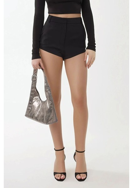 Kadın Yüksek Bel Mini Şort Black modelleri