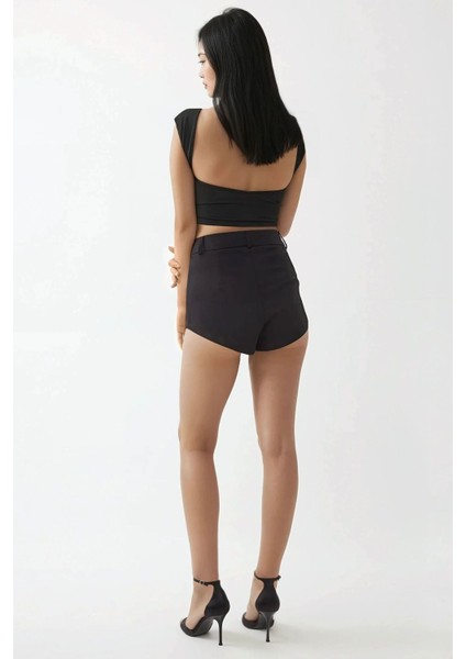 Kadın Yüksek Bel Mini Şort Black indirimleri