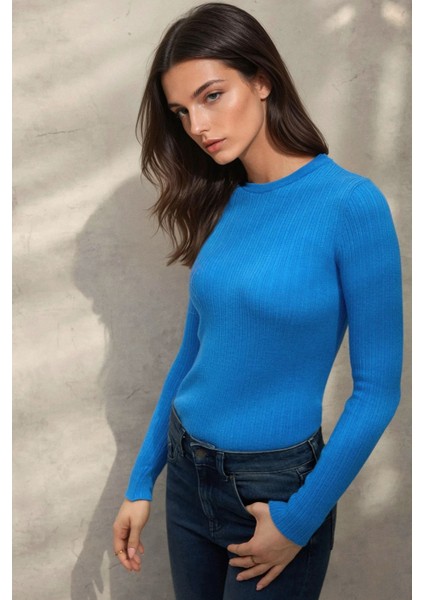 Kadın Basic Kazak Maya Mavisi