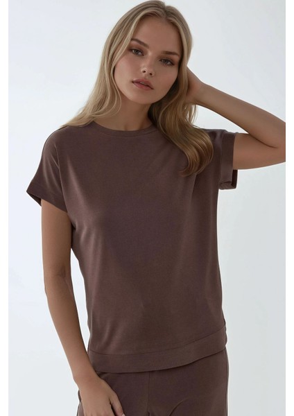 Kadın Soft Touch Modal Basic Tişört Brown fiyatları