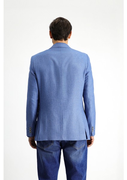 Regular Fit Keten Karışımlı Desenli Spor Ceket indirimleri