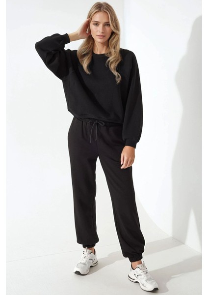 Kadın Elastik Bel Uzun Jogger Eşofman Altı Black fiyatları